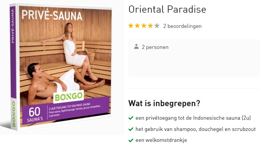 oriental paradise cadeaubon Bongo